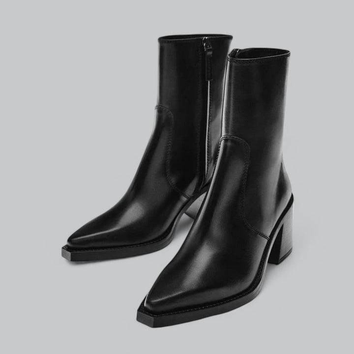 Valenti | Women's Business Leather Ankle Boots | Block Heel