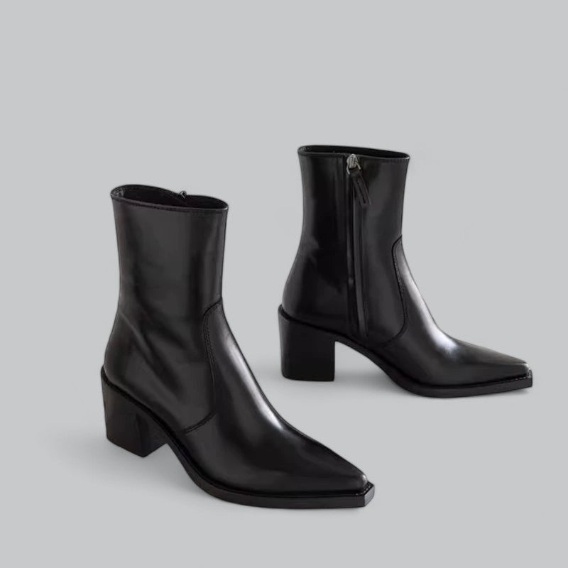 Valenti | Women's Business Leather Ankle Boots | Block Heel