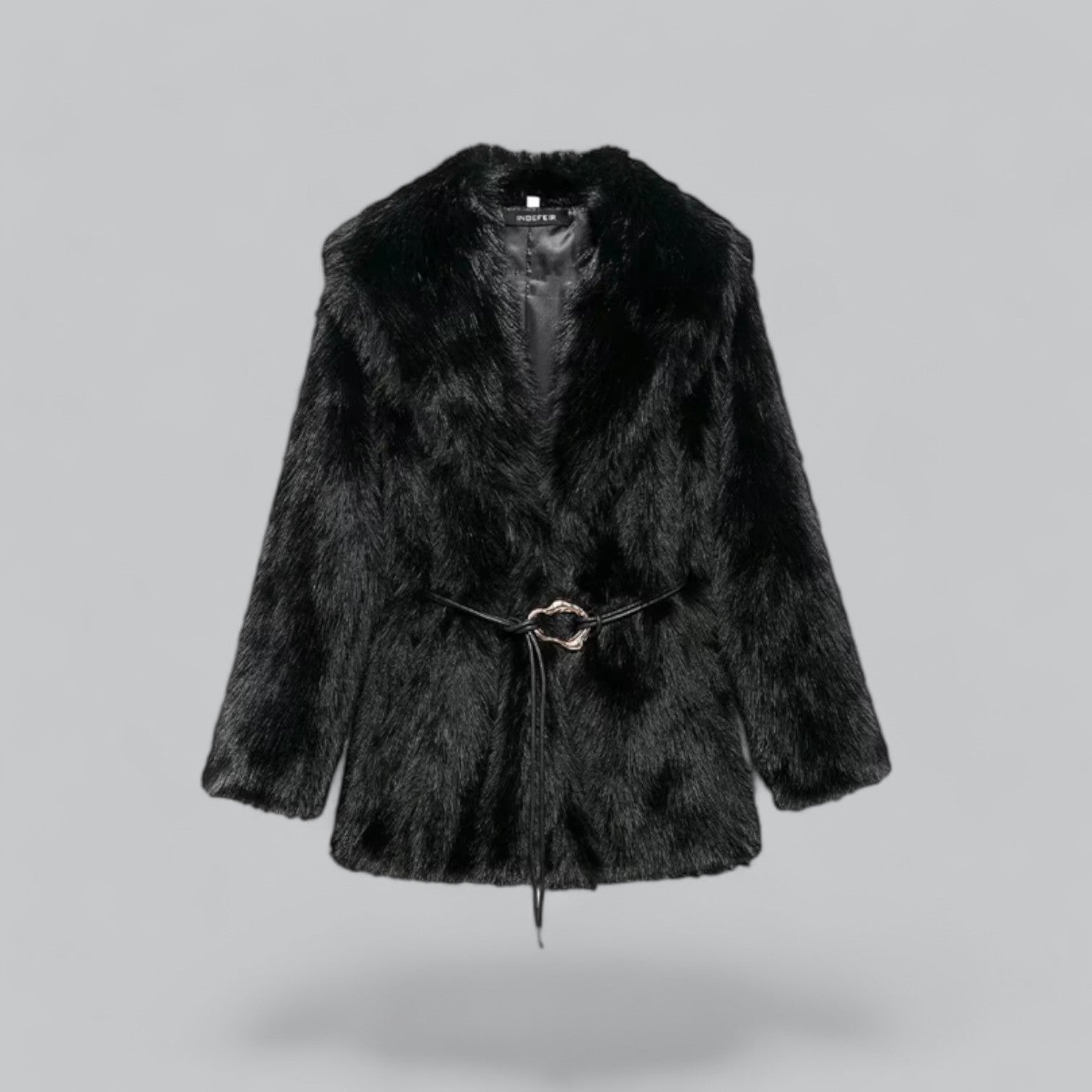 Valenti | Faux Fur Belted Midi Long Coat Plush Winter Jacket-VALENTI