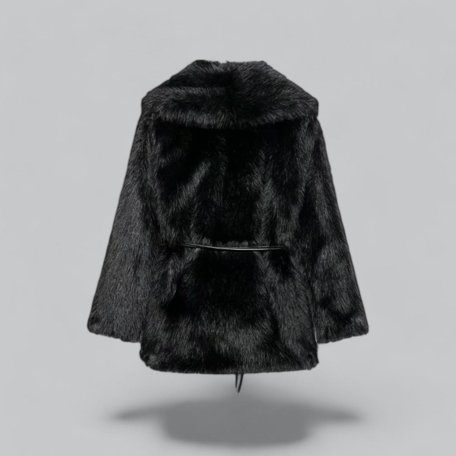 Valenti | Faux Fur Belted Midi Long Coat Plush Winter Jacket-VALENTI