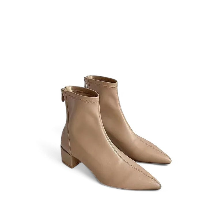 Valenti | Elegant Ankle Boots Block Heel Back Zip