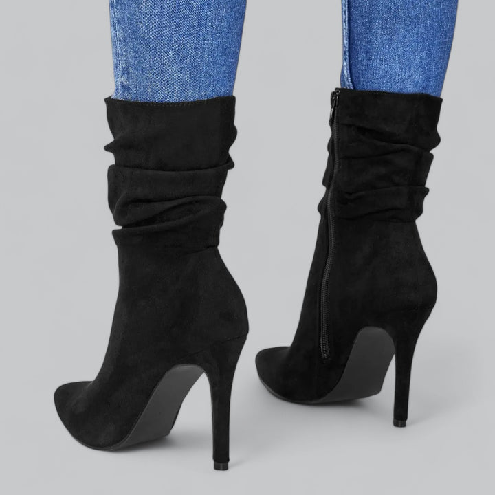 Valenti | Elegant Pointed Ankle Boots High Heels Velvet Suede