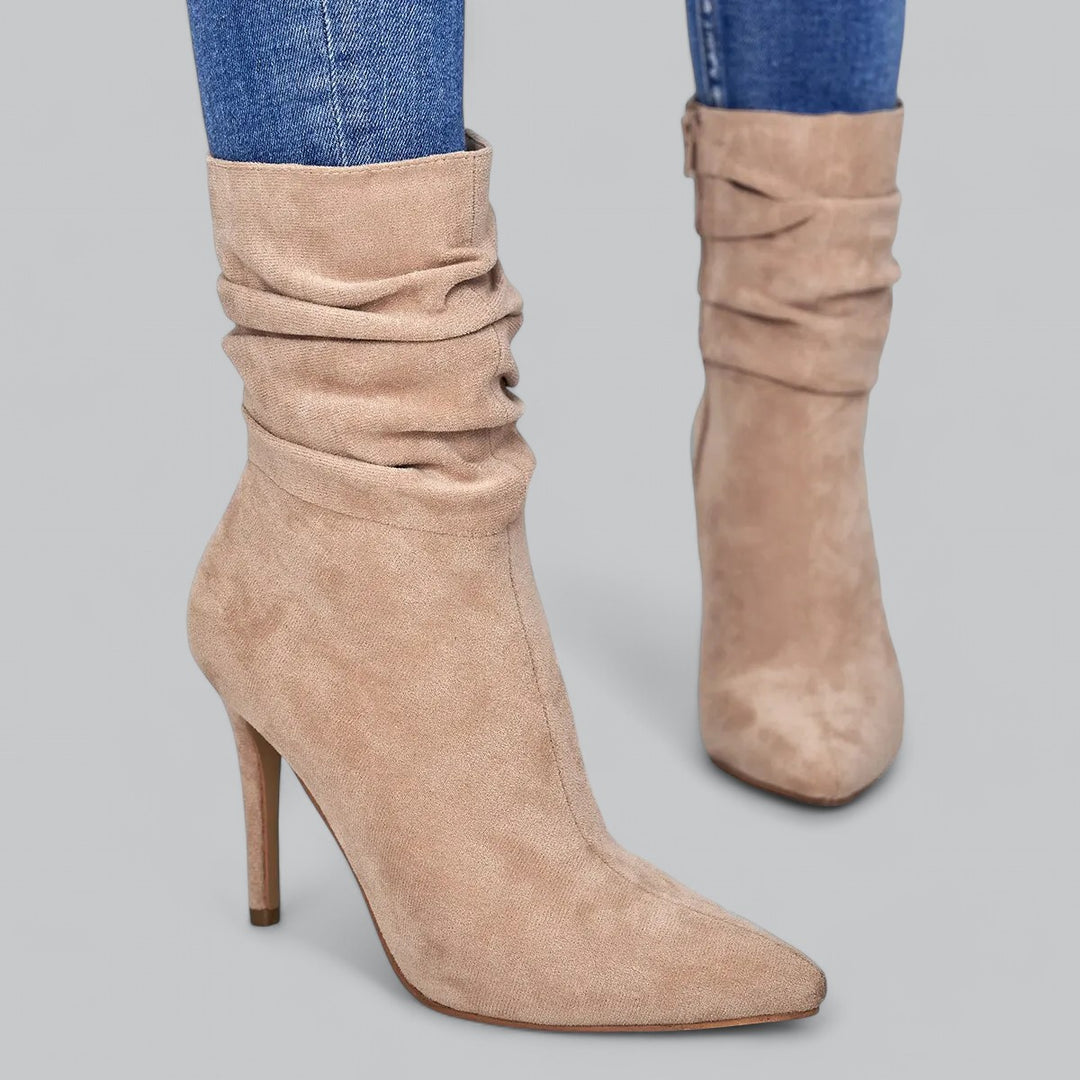 Valenti | Elegant Pointed Ankle Boots High Heels Velvet Suede