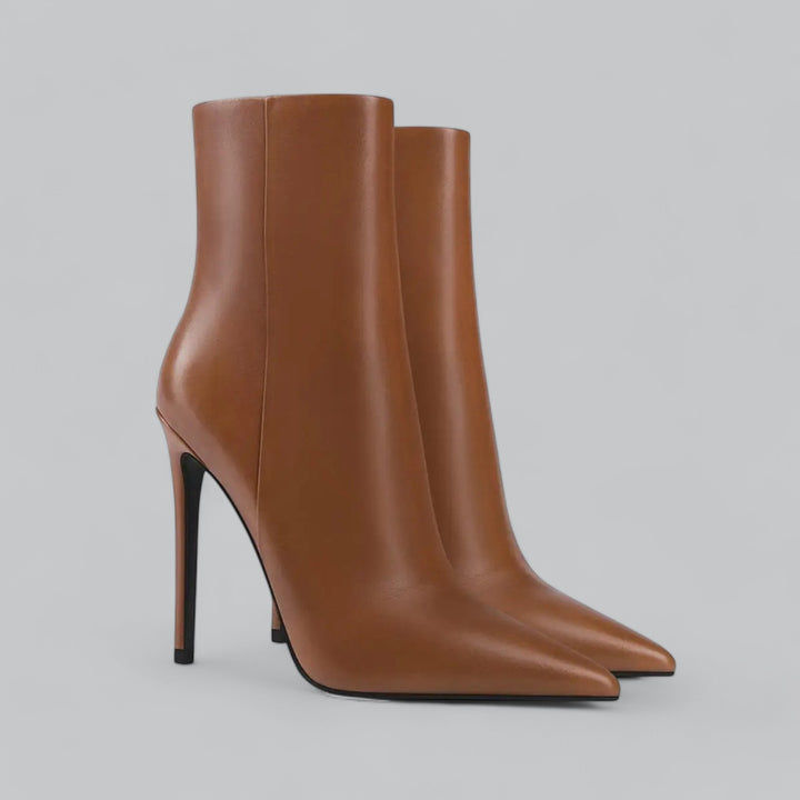 Valenti | Faux Leather Pointed Slim Heels Ankle Boots