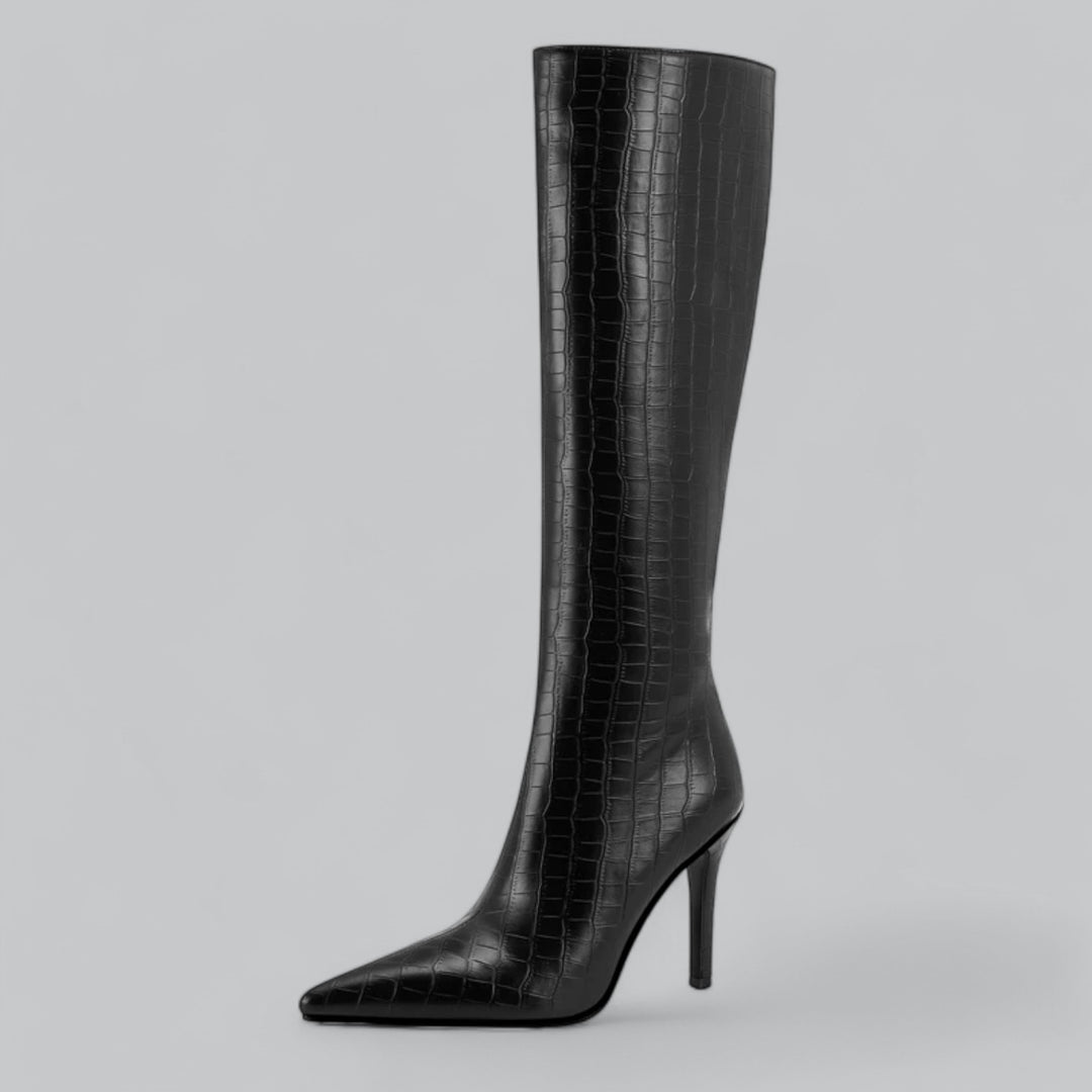 Valenti | Leather Pointed High Heel Long Knee High Boots