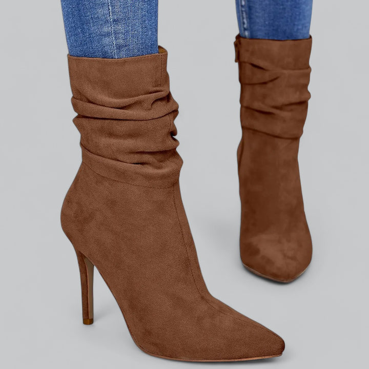 Valenti | Elegant Pointed Ankle Boots High Heels Velvet Suede