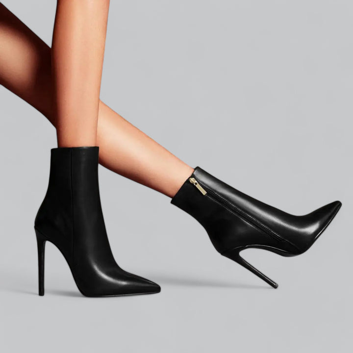 Valenti | Faux Leather Pointed Slim Heels Ankle Boots