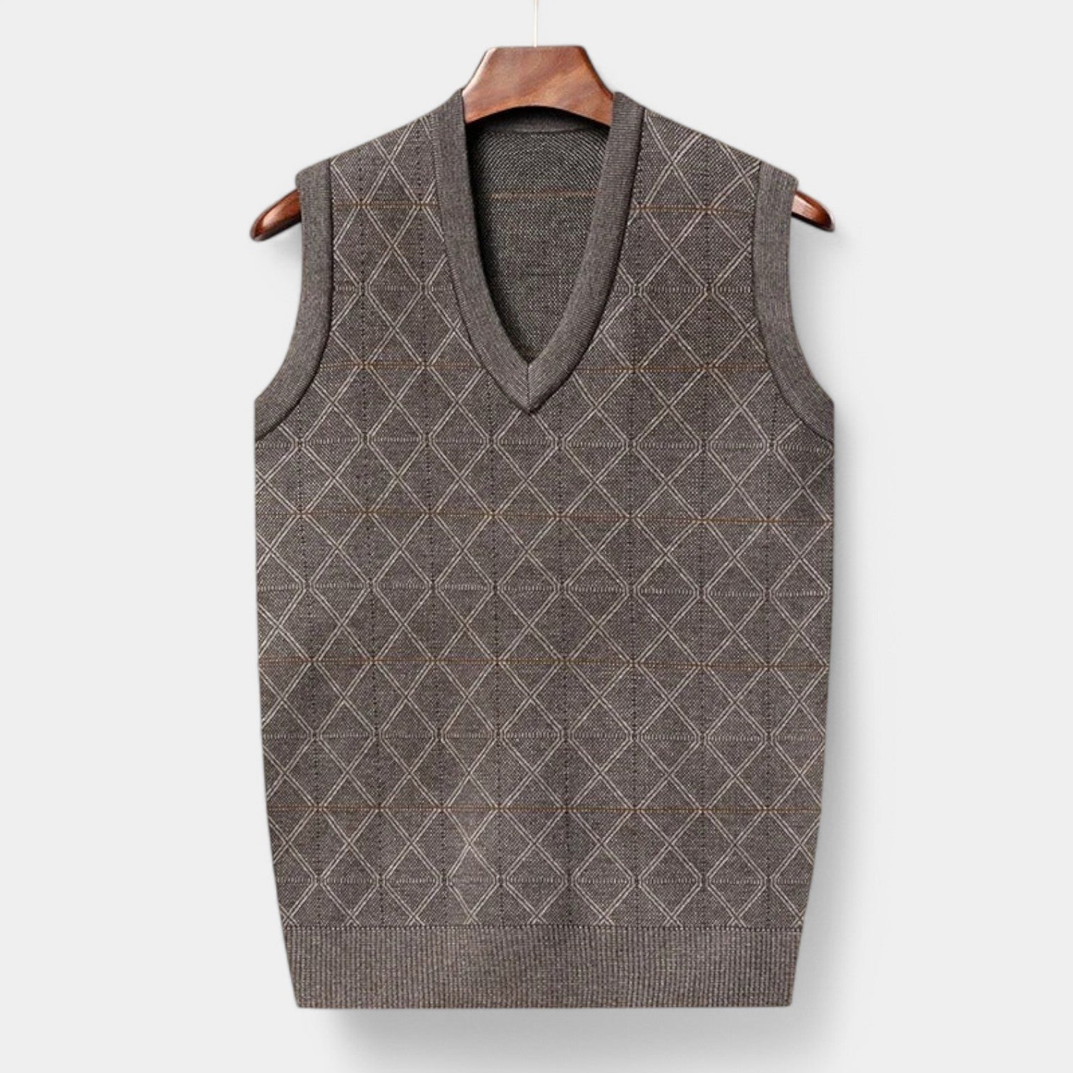 Valenti | Knitted Sleeveless Vest - Old Money Checkered Tank-VALENTI